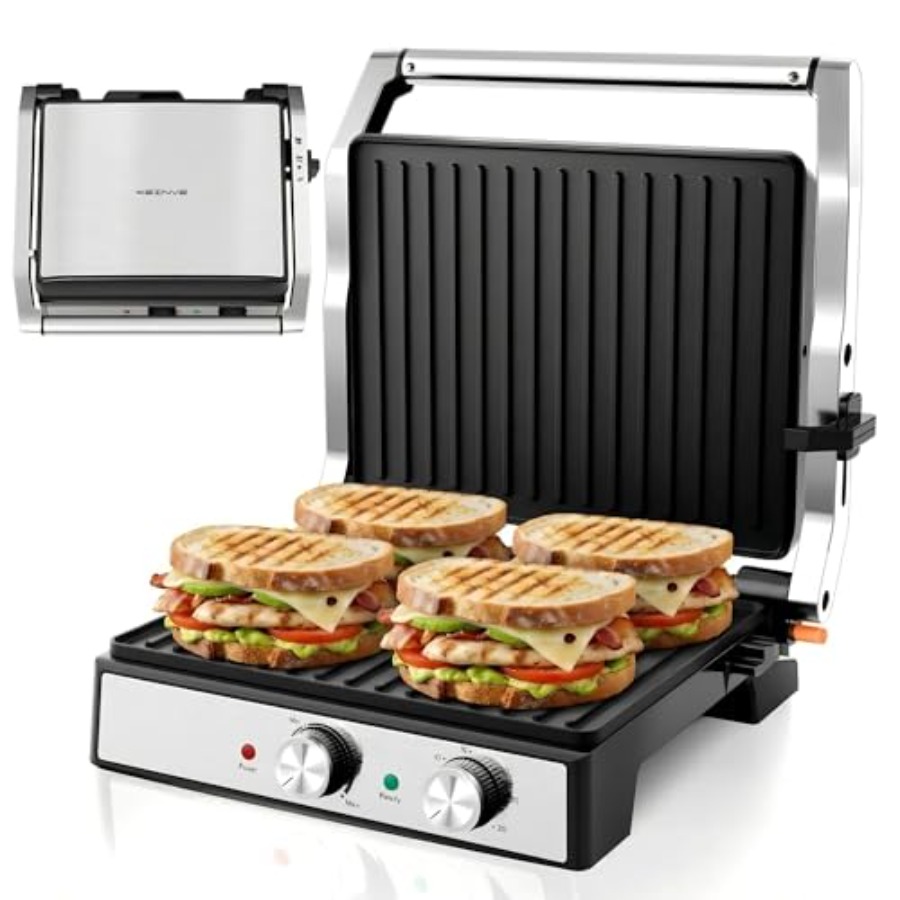 Sandwich Press Grill - Prensa para sándwiches Panini con ajuste